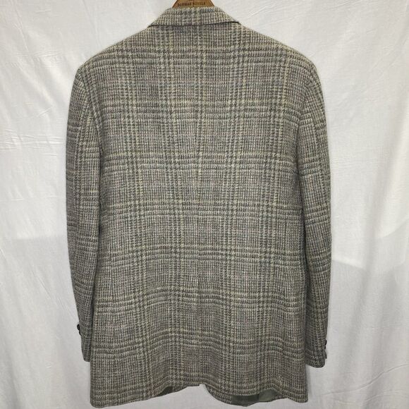 Vintage OAKTON LTD 100% Wool Plaid Tweed 2-Button Blazer Jacket Mens 42L Gray - Picture 2 of 13